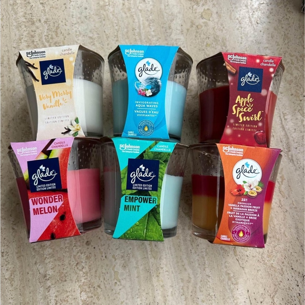🆕 NEW lot of Six Assorted Glade Scented Candles